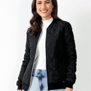 Jaqueta Preta com Abertura em Zíper