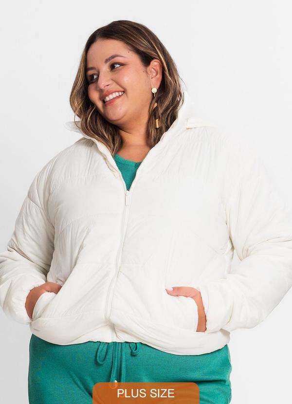 Jaqueta com Capuz Feminina Plus Size Bege