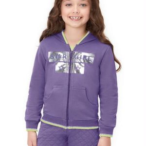 Jaqueta com Capuz Moletom Infantil Menina Roxo