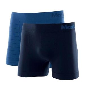Kit 2 Cuecas Boxer Mash 711.02 sem Costura Az04-Azul-Royal/Marinho