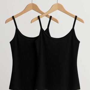 Kit 2 Regatas Alcinha Canelada Preto