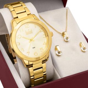 Kit Relógio Dumont Feminino com Colar e brincos DUPC21JAH/K1K