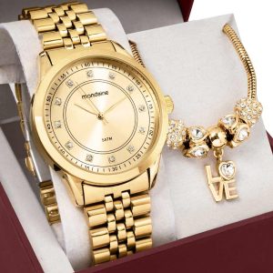 Kit Relógio Mondaine Feminino Com Pulseira 99763LPMVDE3K2