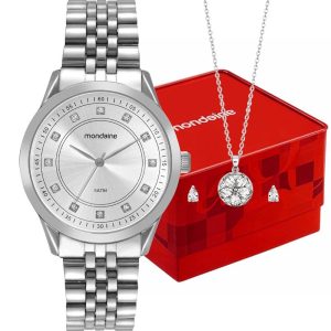 Kit Relógio Mondaine Feminino com Colar e Brinco 99763L0MVNE1K3