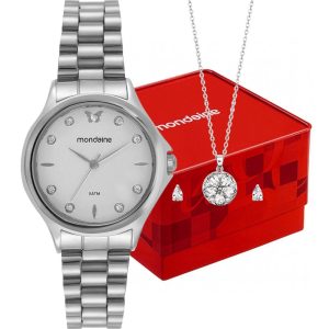 Kit Relógio Mondaine Feminino com Colar e brinco 99760L0MVNE2K2