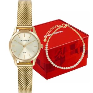 Kit Relógio Mondaine Feminino com Pulseira 32729LPMKDE1K1