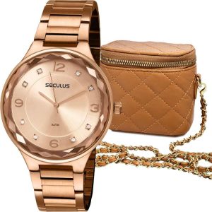 Kit Relógio Seculus Feminino Com Bolsa 77254LPSVRS2