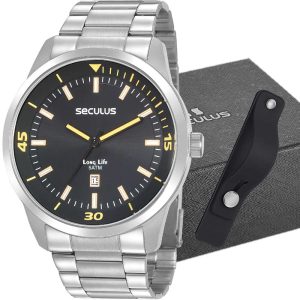 Kit Relógio Seculus Masculino Long Life com Multi-band 20958G0SVNA3K5