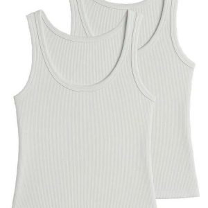 Kit com 2 Blusas Feminina Regata Hering N1te Branco
