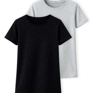 Kit com 2 Camisetas Feminina Hering 0241 Preto-Mescla