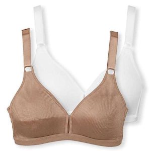 Kit com 2 Sutiãs sem Aro e sem Bojo Demillus 61196/61096 Taça B Bege-Rosado-Branco