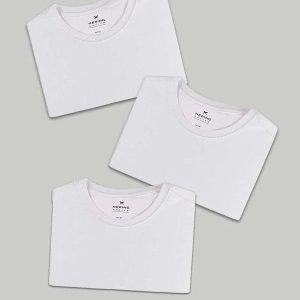 Kit com 3 Camisetas Femininas Basicas Branco