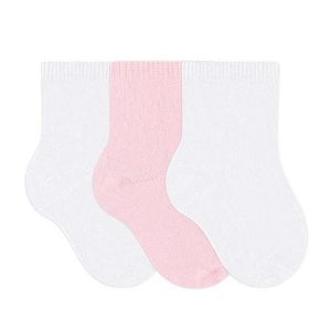Kit/3 Meia Selene 1355-001 998-Branco/Rosa/Branco