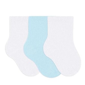 Kit/3 Meia Selene 1355-001 999-Branco/Azul-Claro/Branco