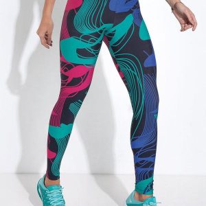Legging Abstrato Colorido em Malha com Elastano