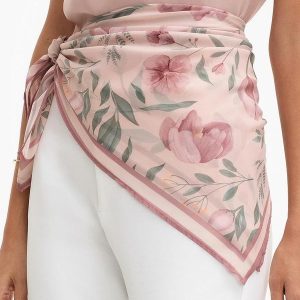 Lenço Barrado Estampado Rosê Floral Ane