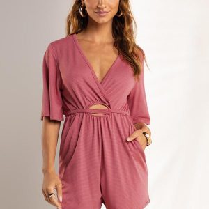 Macacão Feminino Transpassado Rosa