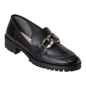 Mocassim Preto com Detalhe de Corrente