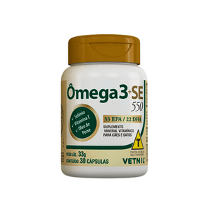 Ômega 3+SE 550 Suplemento Cães e Gatos - 30 cápsulas