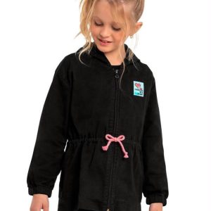 Parka Infantil Menina em Sarja Preto