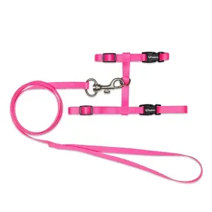 Peitoral H com Guia para Gatos Tchucoo Rosa - Único