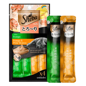 Petisco Sheba Cremoso para Gatos Frango e Frango com Peixe Branco - 48 g