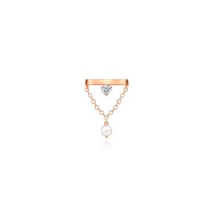 Piercing em Ouro Rosé com Pérola, Topázio Incolor