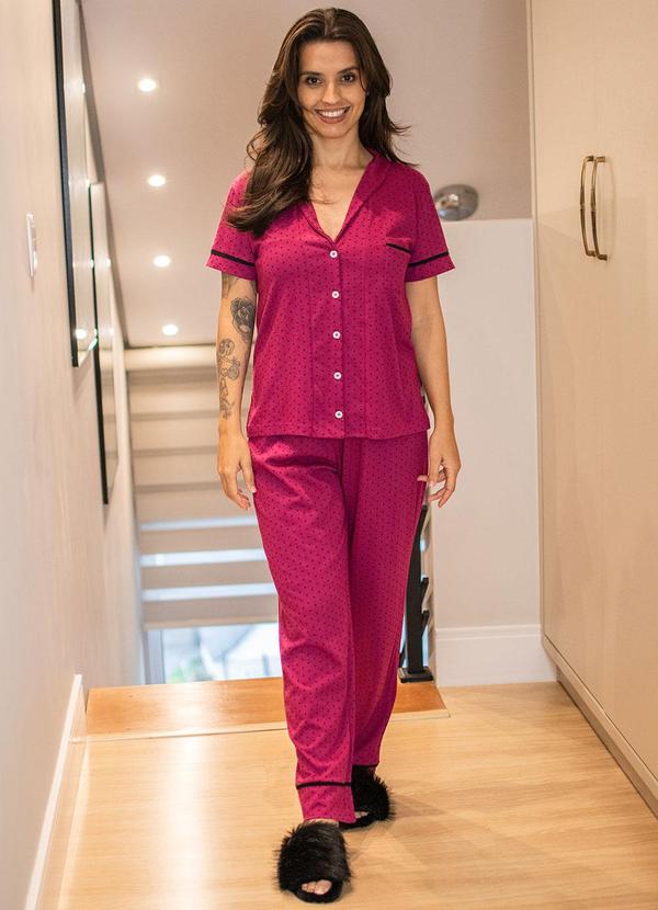 Pijama Americano Calça Algodão Rosa