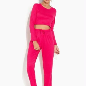 Pijama Canelado Longo Pink