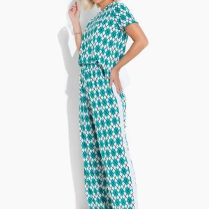 Pijama Longo Jussara Verde e Branco