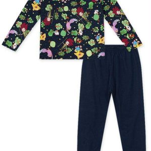 Pijama Longo Malha Menina Azul