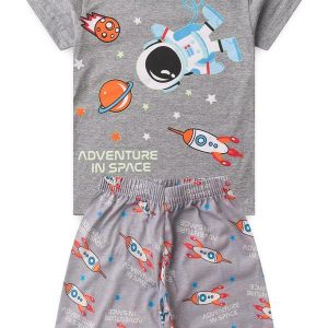Pijama Masculino Verão Adventure Space Cinza