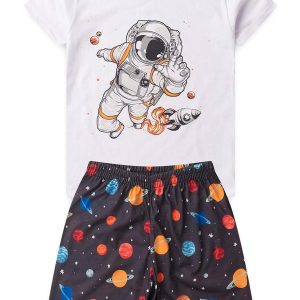 Pijama Masculino Verão Astronauta Branco