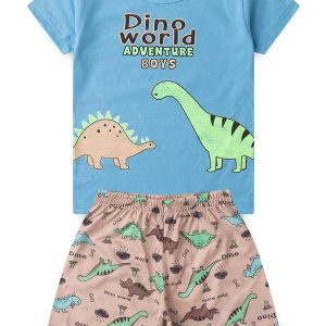 Pijama Masculino Verão Dino World Azul