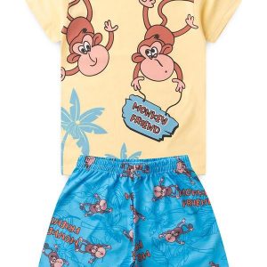 Pijama Masculino Verão Macaco Amarelo