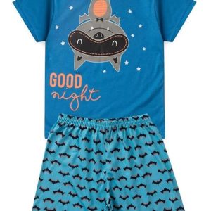Pijama Masculino Verão Morcego Azul
