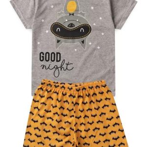Pijama Masculino Verão Morcego Cinza