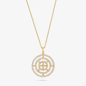 Pingente Círculos com Diamante em Ouro Amarelo 18k