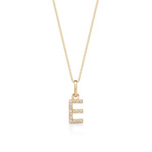 Pingente Letra E com Diamante em Ouro Amarelo 18k