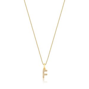 Pingente Letra F com Diamante em Ouro Amarelo 18k