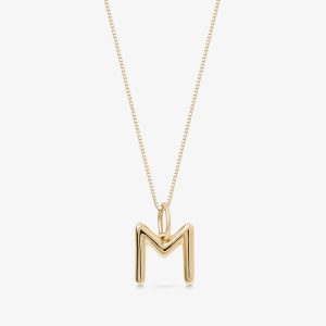 Pingente Letra M em Ouro Amarelo 18k