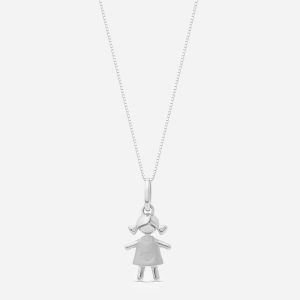 Pingente Menina em Ouro Branco 18k
