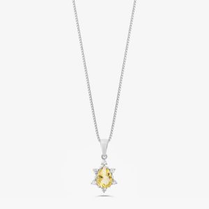 Pingente Oval com Citrino e Topázio em Prata 925