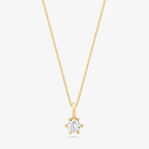 Pingente Solitário com 15 Pontos de Diamantes em Ouro Amarelo 18k