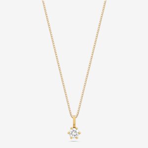 Pingente Solitário com 20 Pontos de Diamantes em Ouro Amarelo 18k