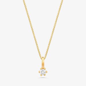 Pingente Solitário com 5 Pontos de Diamantes em Ouro Amarelo 18k