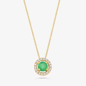Pingente com Esmeralda e Diamantes em Ouro Amarelo 18k