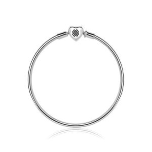 Pulseira Rígida Em Prata 925 Com Fecho Coração - 21 cm