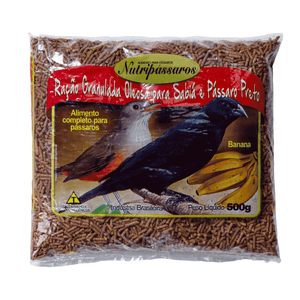 Ração Granulada Oleosa para Sabiá e Pássaro Preto Nutripássaros Banana - 500 g