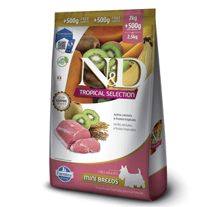 Ração N&D Tropical Selection Cães Adultos Mini Suíno e Cereais - 2 kg + 500g Grátis